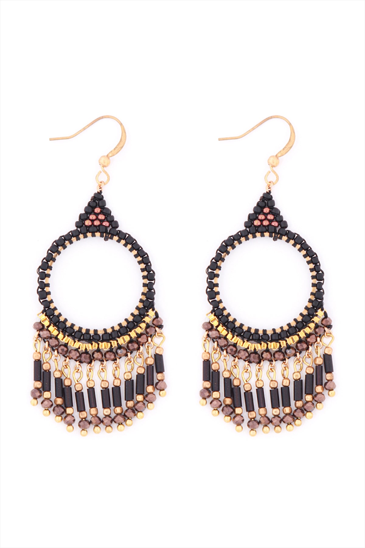 BOHEMIAN BEADS CHANDELIER FISH HOOK EARRINGS