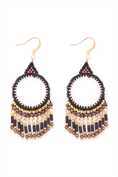 BOHEMIAN BEADS CHANDELIER FISH HOOK EARRINGS