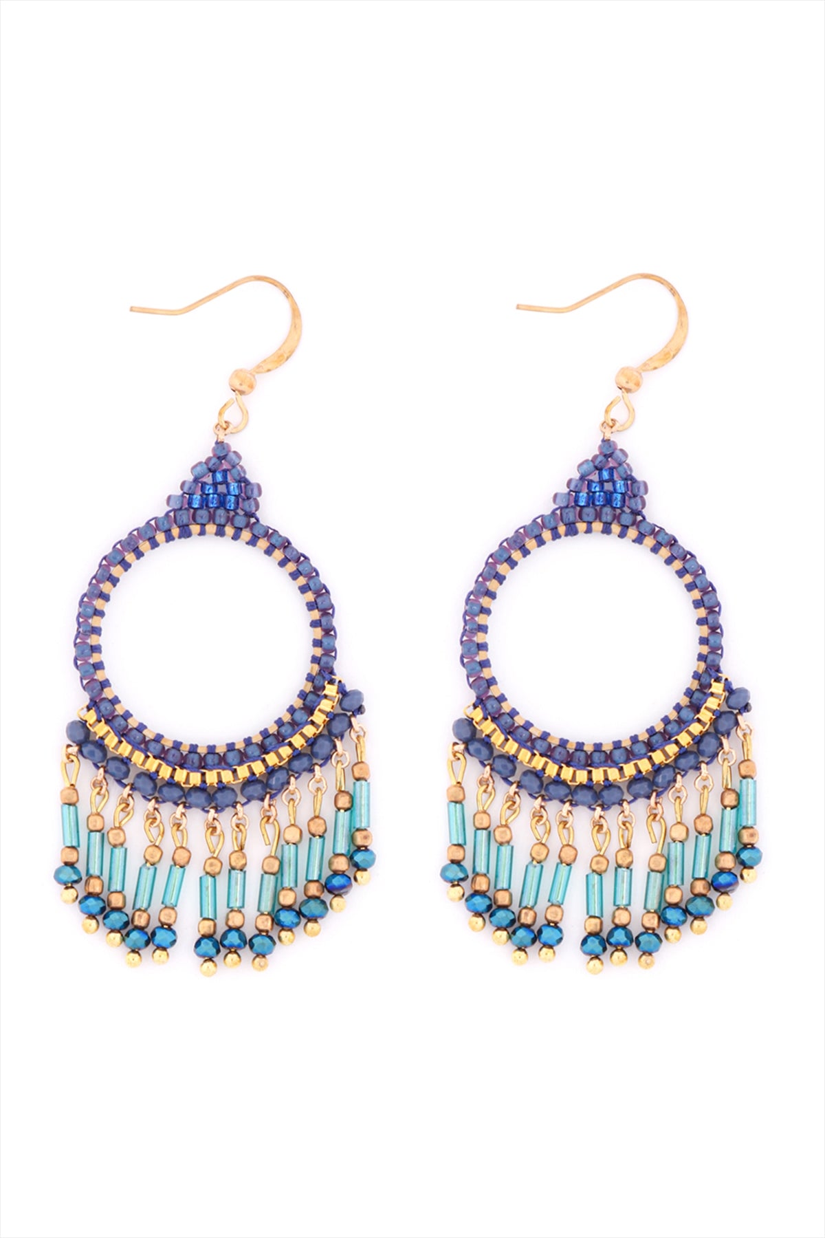 BOHEMIAN BEADS CHANDELIER FISH HOOK EARRINGS