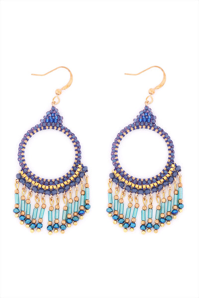 BOHEMIAN BEADS CHANDELIER FISH HOOK EARRINGS