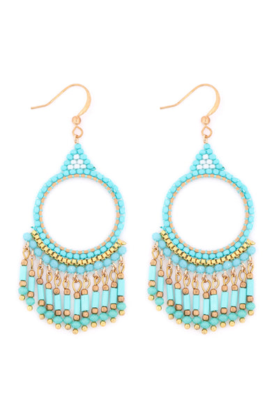 BOHEMIAN BEADS CHANDELIER FISH HOOK EARRINGS