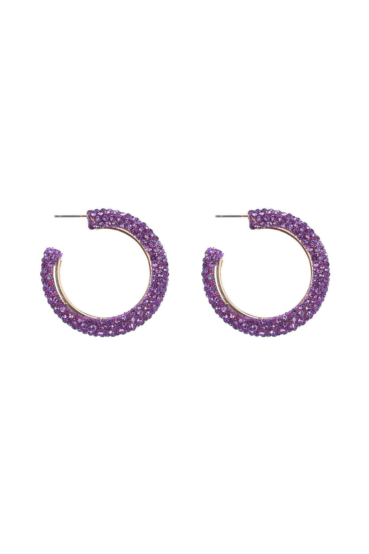 COLORED PAVE RHINESTONE HOOP EARRINGS