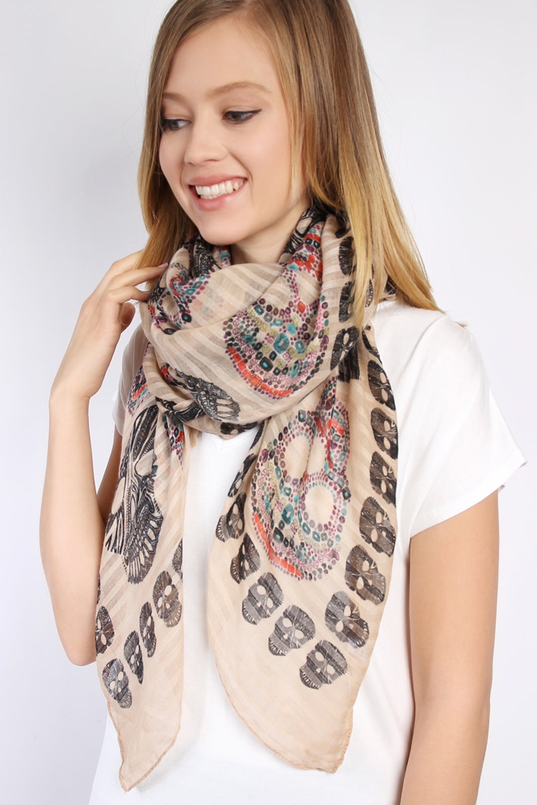HALLOWEEN) OBLONG SUGAR SKULL SCARF/6PCS – MYS Wholesale