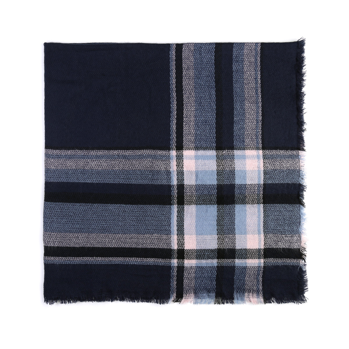 NAVY BLANKET FRINGED SCARF (NOW $4.75 ONLY!)