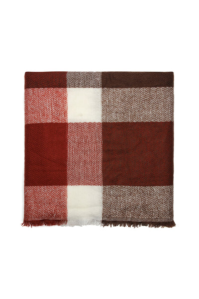 BURGUNDY BROWN BLANKET FRINGED SCARF (NOW $4.75 ONLY!)