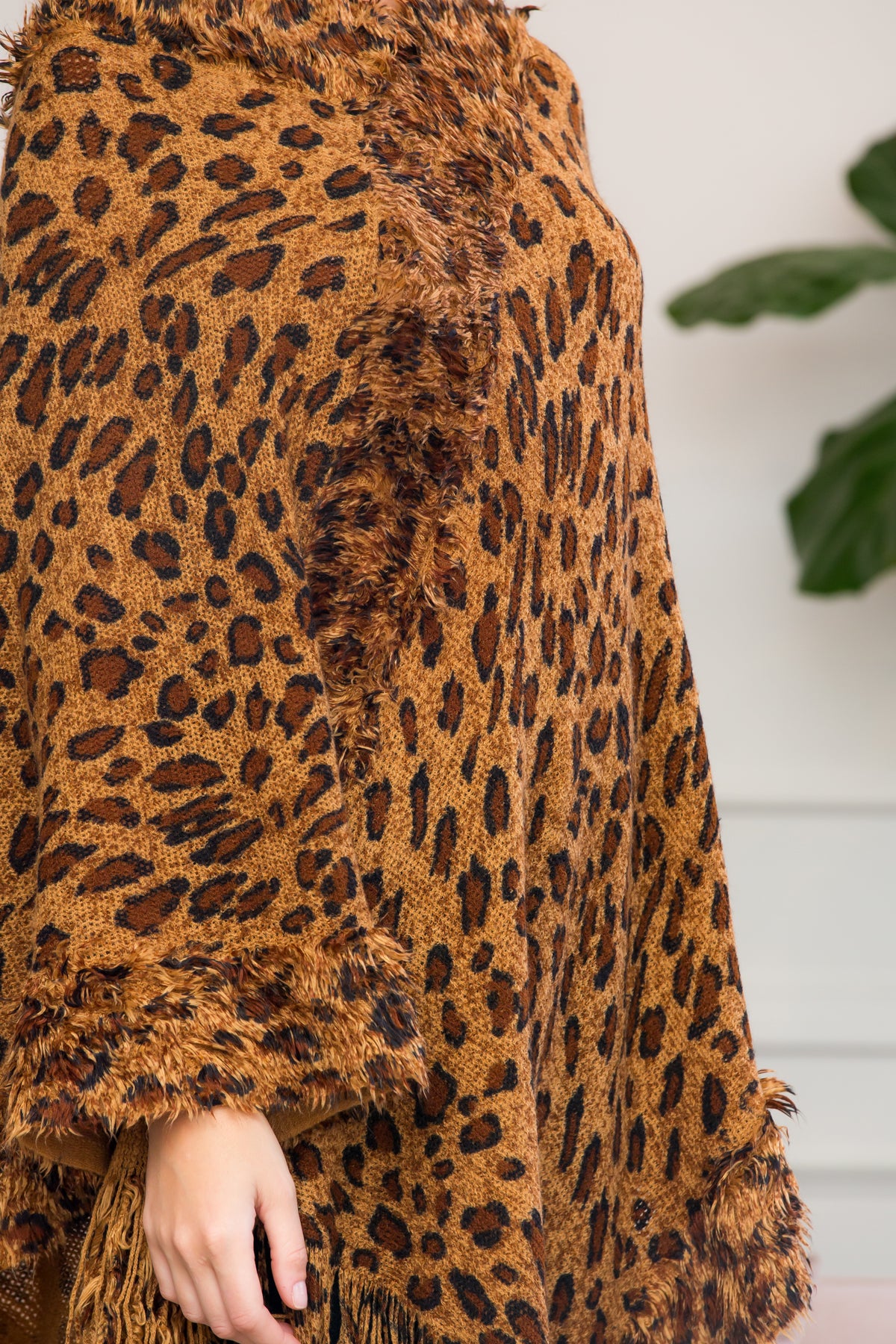 BROWN FRINGED LEOPARD PONCHO (NOW $5.75 ONLY!)