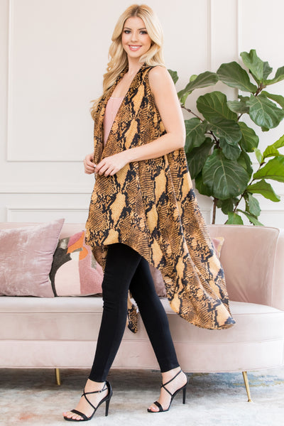 SNAKE SKIN PRINT OPEN FRONT KIMONO/6PCS