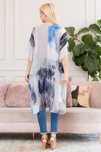 DISTRESSED PAINT OPEN FRONT KIMONO