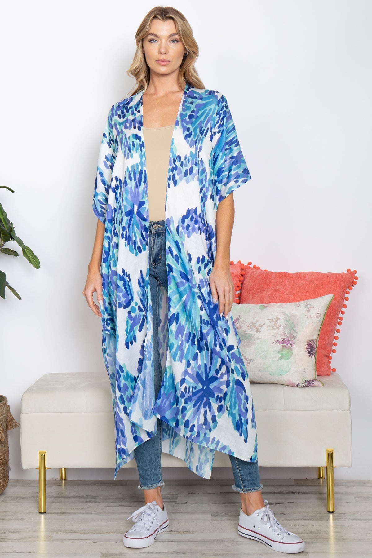 ABSTRACT PRINT SUMMER LONG KIMONO (NOW $5.75 ONLY!)