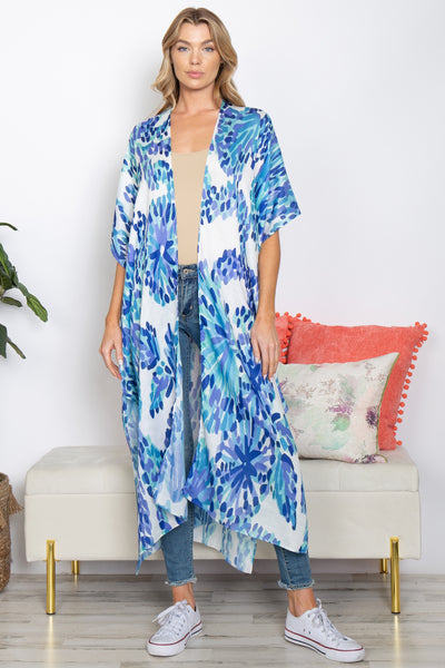 ABSTRACT PRINT SUMMER LONG KIMONO (NOW $5.75 ONLY!)
