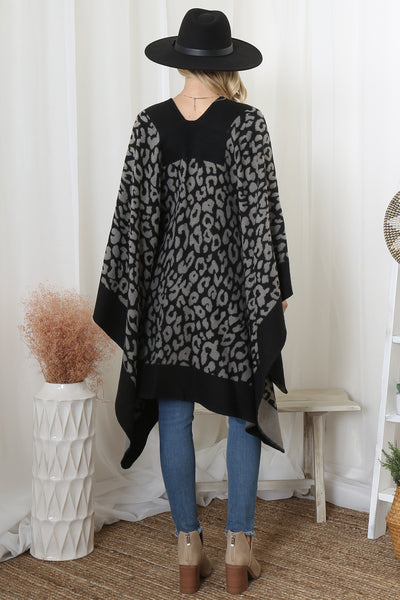 BORDER LINE LEOPARD PRINT WARMER OPEN FRONT KIMONO (NOW $8.75 ONLY!)