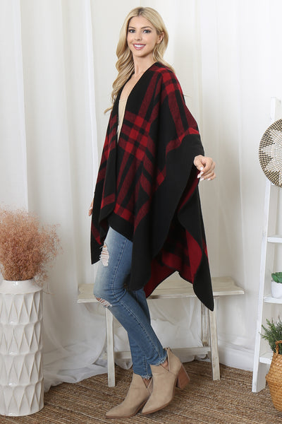 PLAID KNIT WARMER OPEN FRONT KIMONO (NOW $8.75 ONLY!)