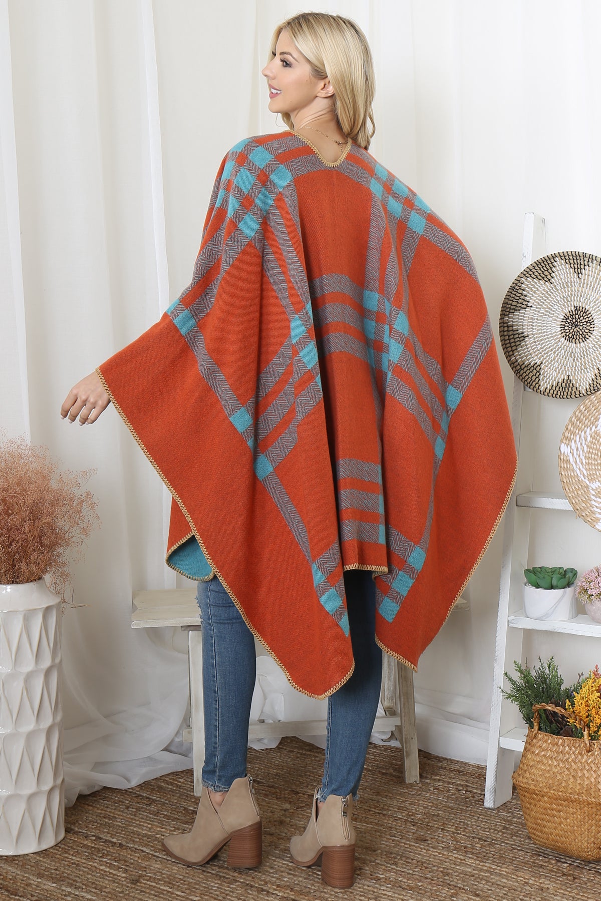 PLAID KNIT WARMER OPEN FRONT KIMONO (NOW $8.75 ONLY!)