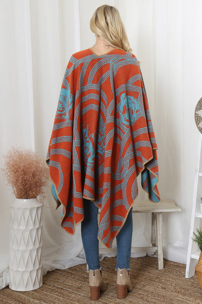 FLOWER GEOMETRIC PRINT OPEN FRONT KIMONO