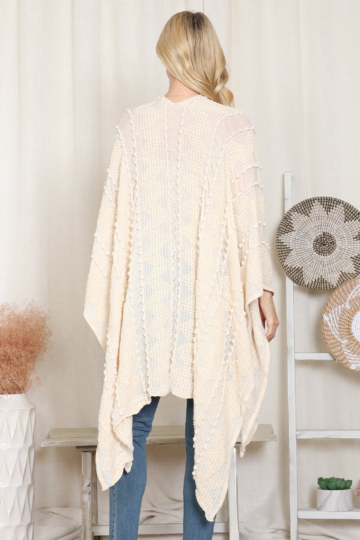 ZIGZAG POMPOM PALMER KIMONO