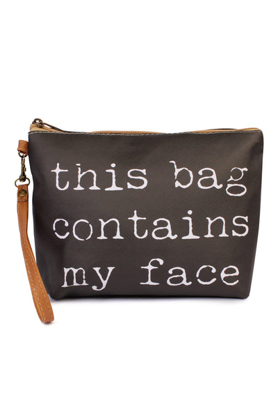 BLACK "..MY FACE" WRISTLET MAKEUP BAG