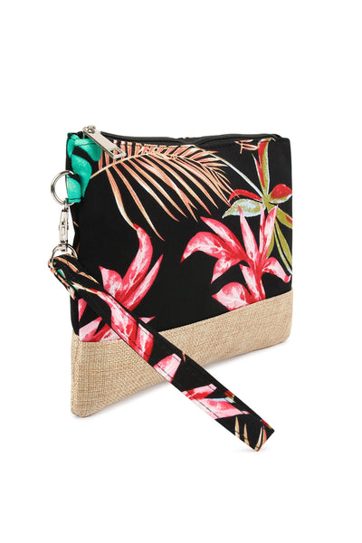 TROPICAL PRINT WRISTLET COSMETIC POUCH