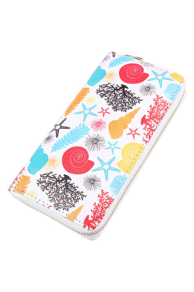 SEA CREATURES PRINTED ZIPPER WALLET