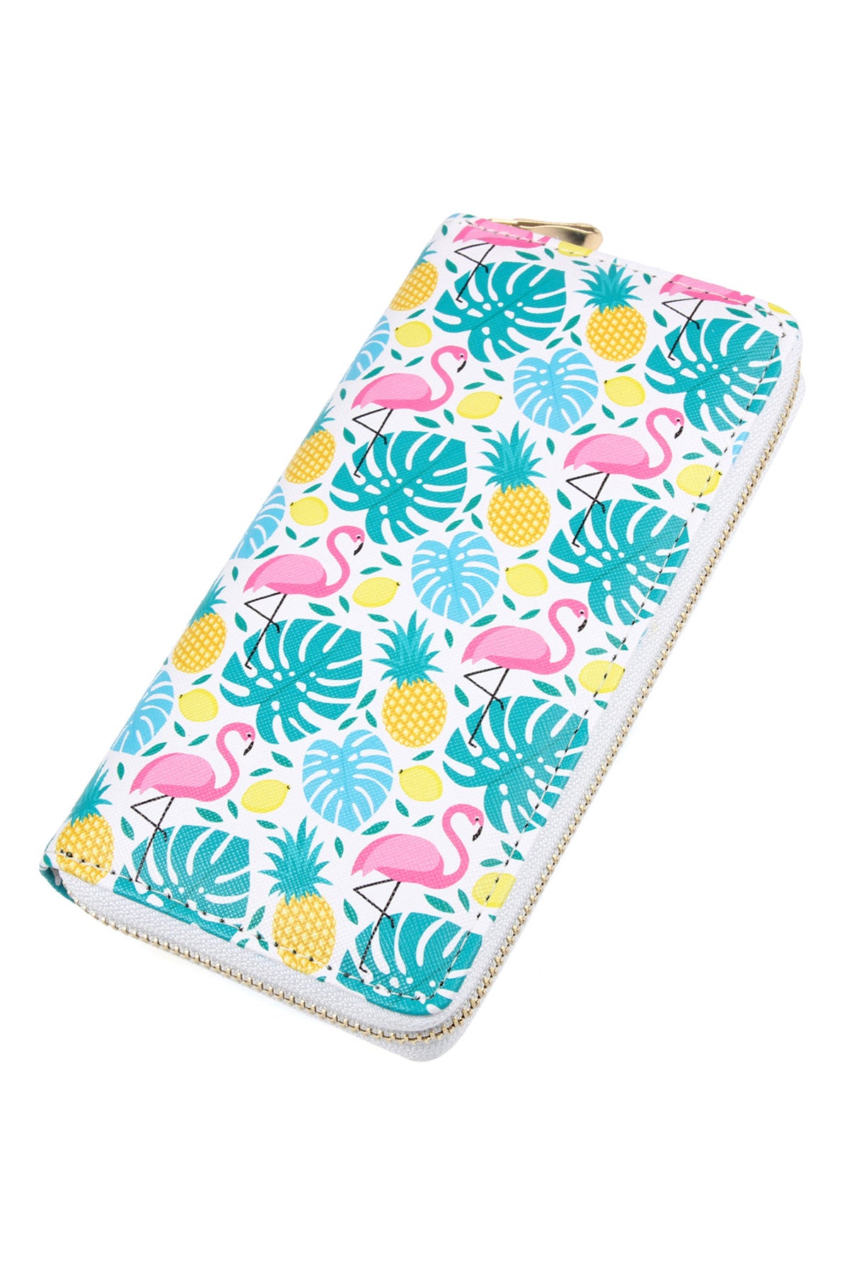 FLAMINGO PINEAPPLE PRINT ZIPPER WALLET