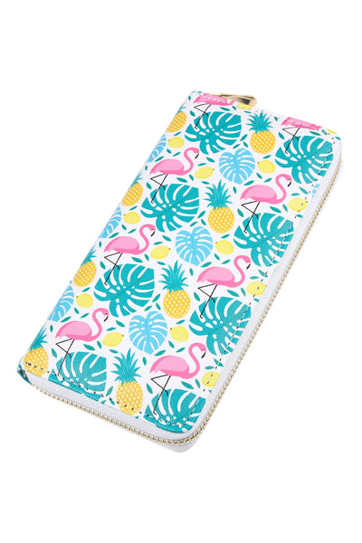 FLAMINGO PINEAPPLE PRINT ZIPPER WALLET