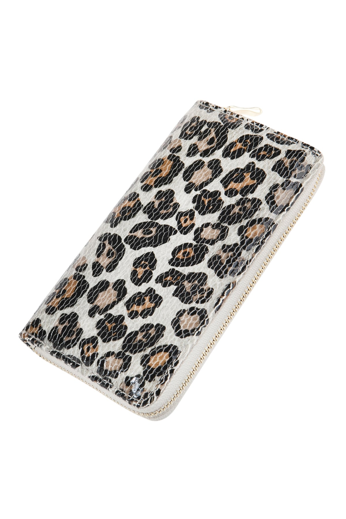 LEOPARD PRINTED LEATHER SINGLE ZIPPER WALLET