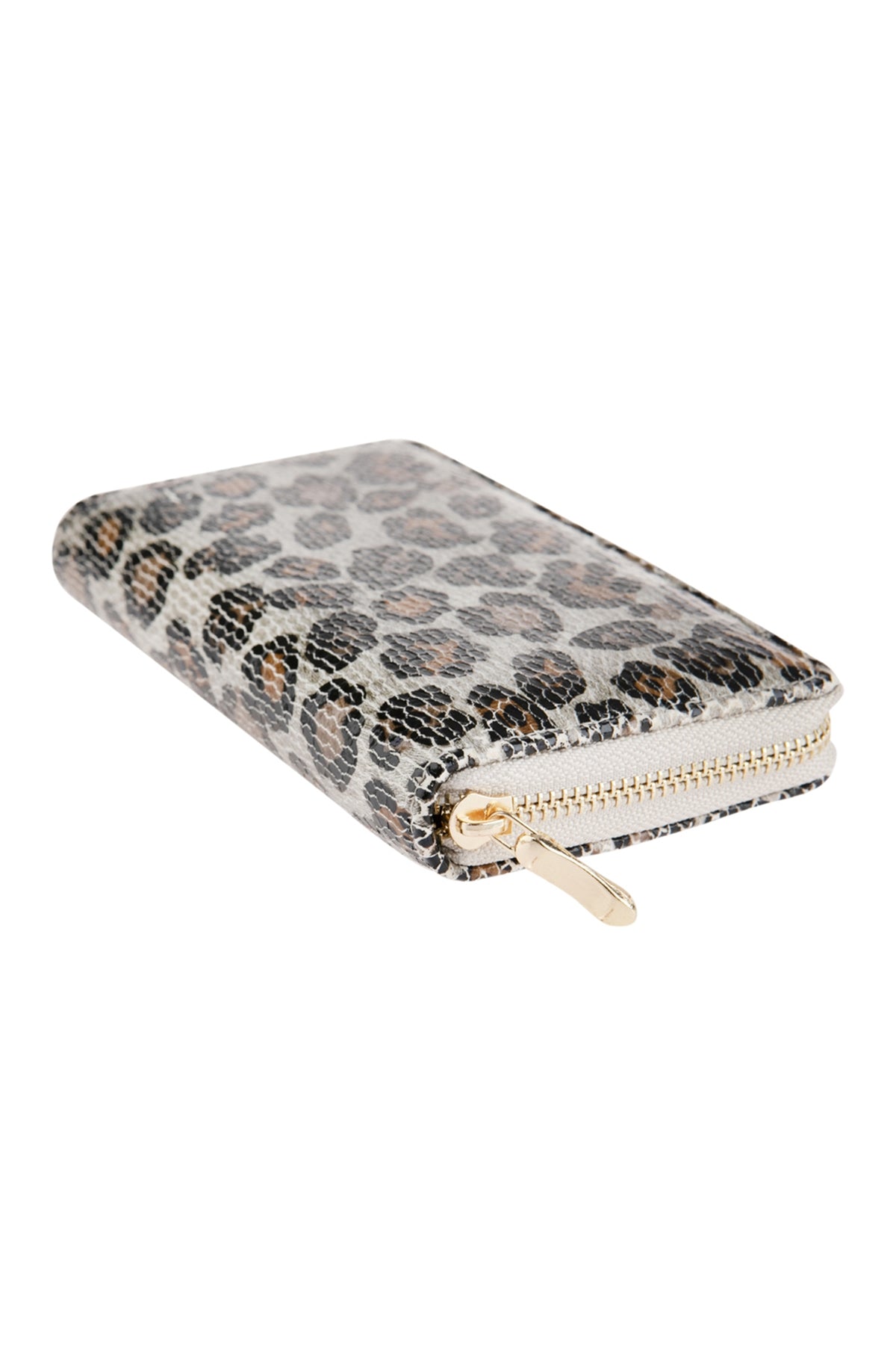 LEOPARD PRINTED LEATHER SINGLE ZIPPER WALLET