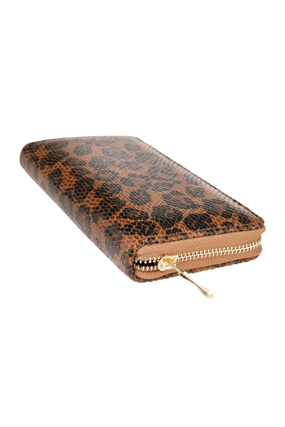 LEOPARD PRINTED LEATHER SINGLE ZIPPER WALLET
