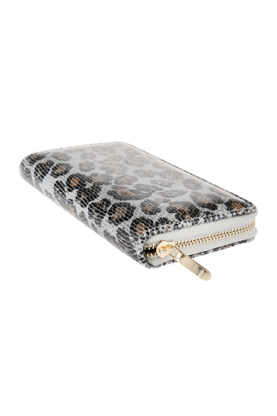LEOPARD PRINTED LEATHER SINGLE ZIPPER WALLET
