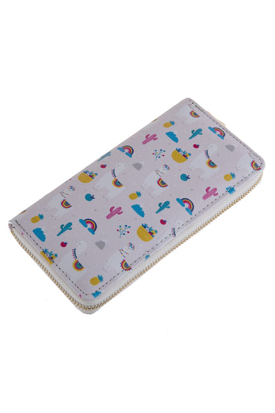 LLAMA PRINTED ZIPPER WALLET