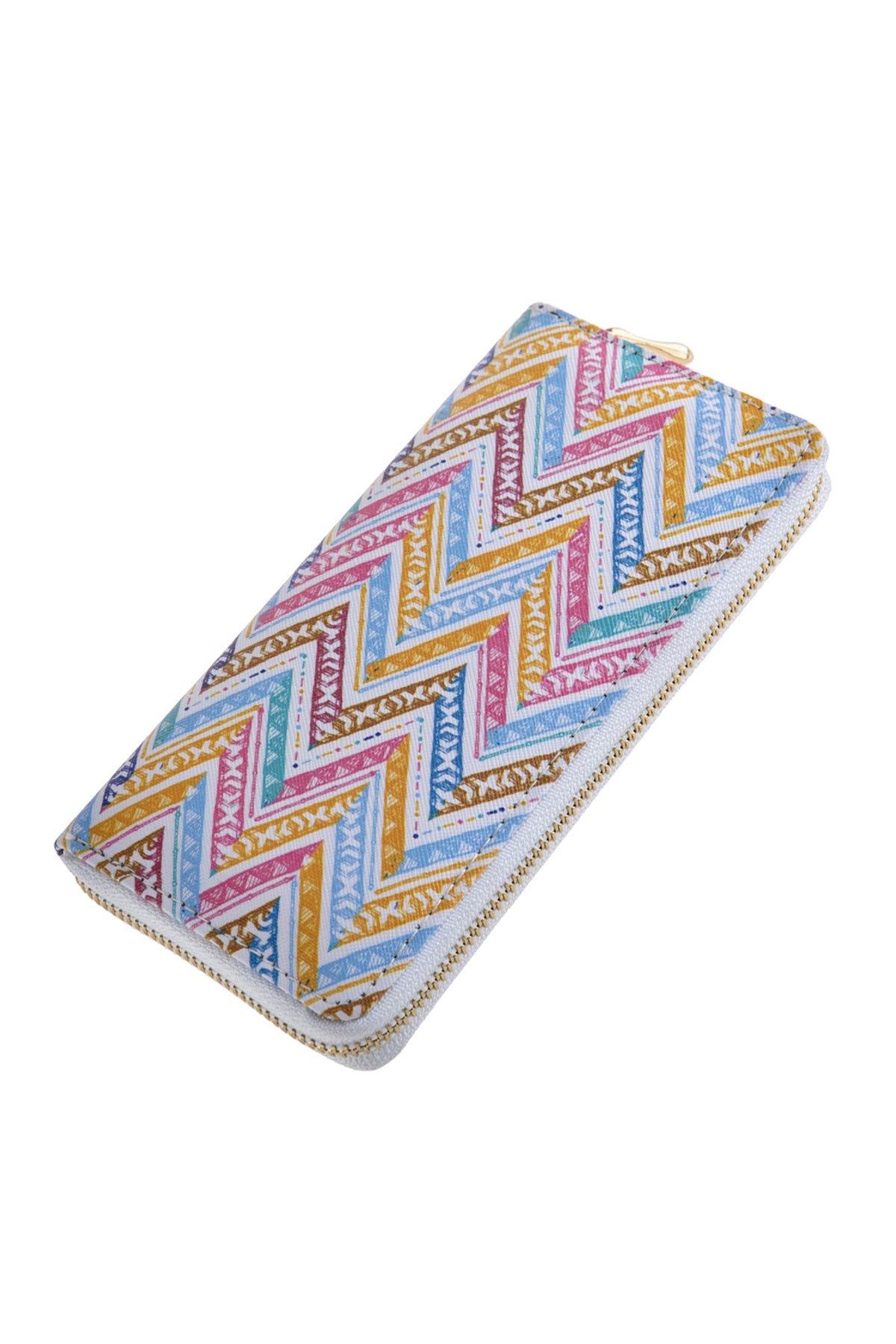 CHEVRON PRINTED ZIPPER WALLET