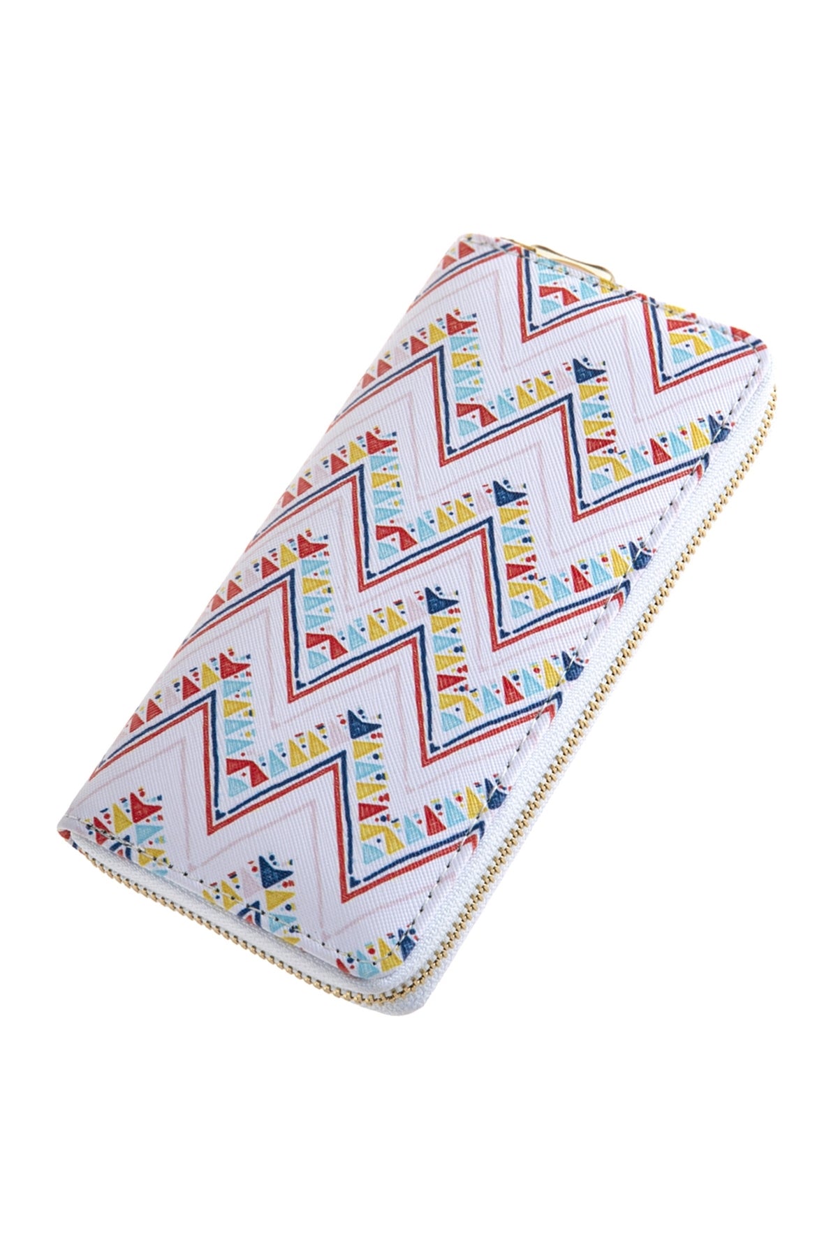 CHEVRON PRINTED ZIPPER WALLET