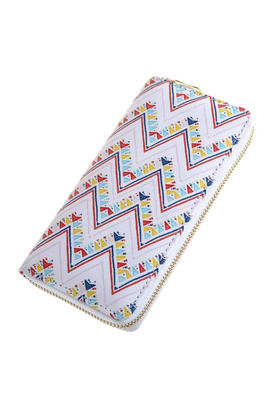 CHEVRON PRINTED ZIPPER WALLET
