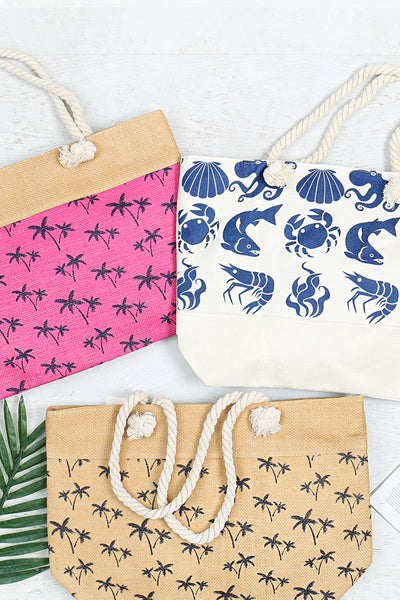 SEA CREATURES PRINTED TOTE BAG/6PCS (NOW $3.00 ONLY!)