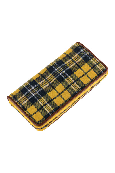 PLAID SINGLE ZIPPERED WALLET