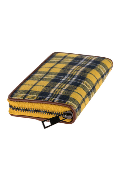 PLAID SINGLE ZIPPERED WALLET