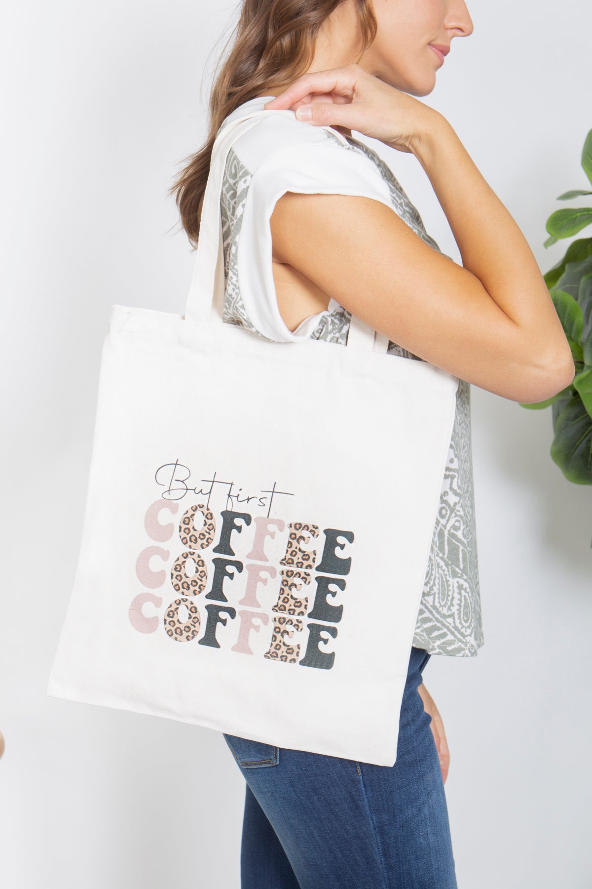 BUT FIRST COFFEE PRINT TOTE BAG/6PCS (NOW $1.50 ONLY!)
