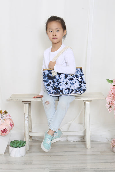 KIDS TIE DYE ROPE HANDLE SUMMER TOTE BAG