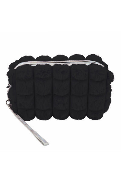 FAUX FUR QUILTED POUCH