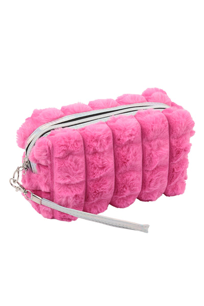 FAUX FUR QUILTED POUCH