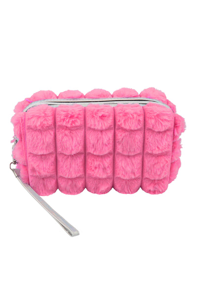 FAUX FUR QUILTED POUCH