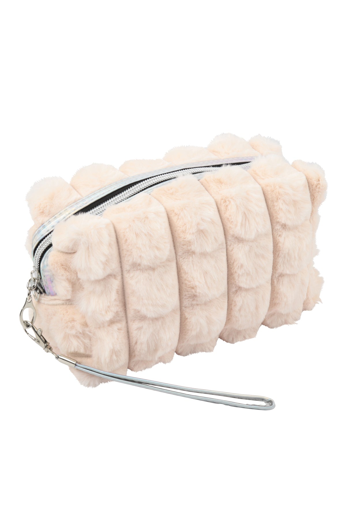 FAUX FUR QUILTED POUCH