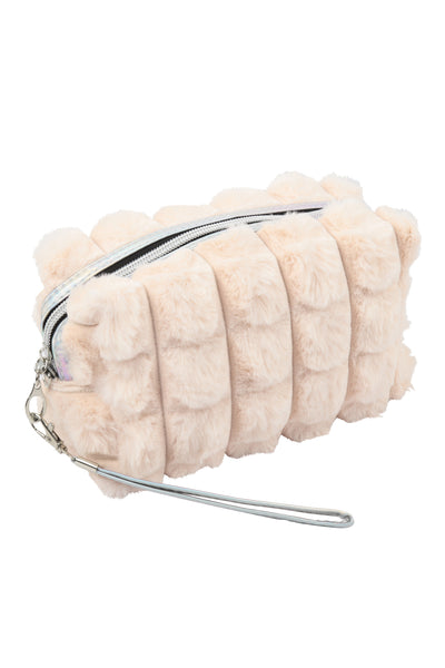 FAUX FUR QUILTED POUCH