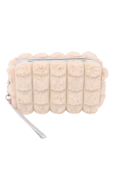 FAUX FUR QUILTED POUCH