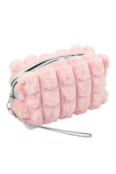 FAUX FUR QUILTED POUCH