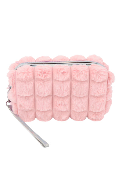 FAUX FUR QUILTED POUCH