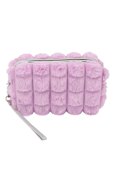 FAUX FUR QUILTED POUCH