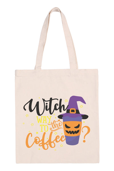 WITCH WAY TO THE COFFEE? PRINT TOTE BAG
