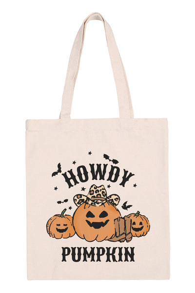 HOWDY PUMPKIN PRINT TOTE BAG