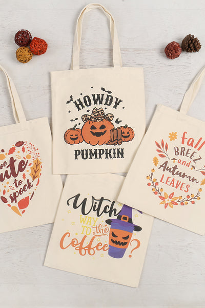 HOWDY PUMPKIN PRINT TOTE BAG