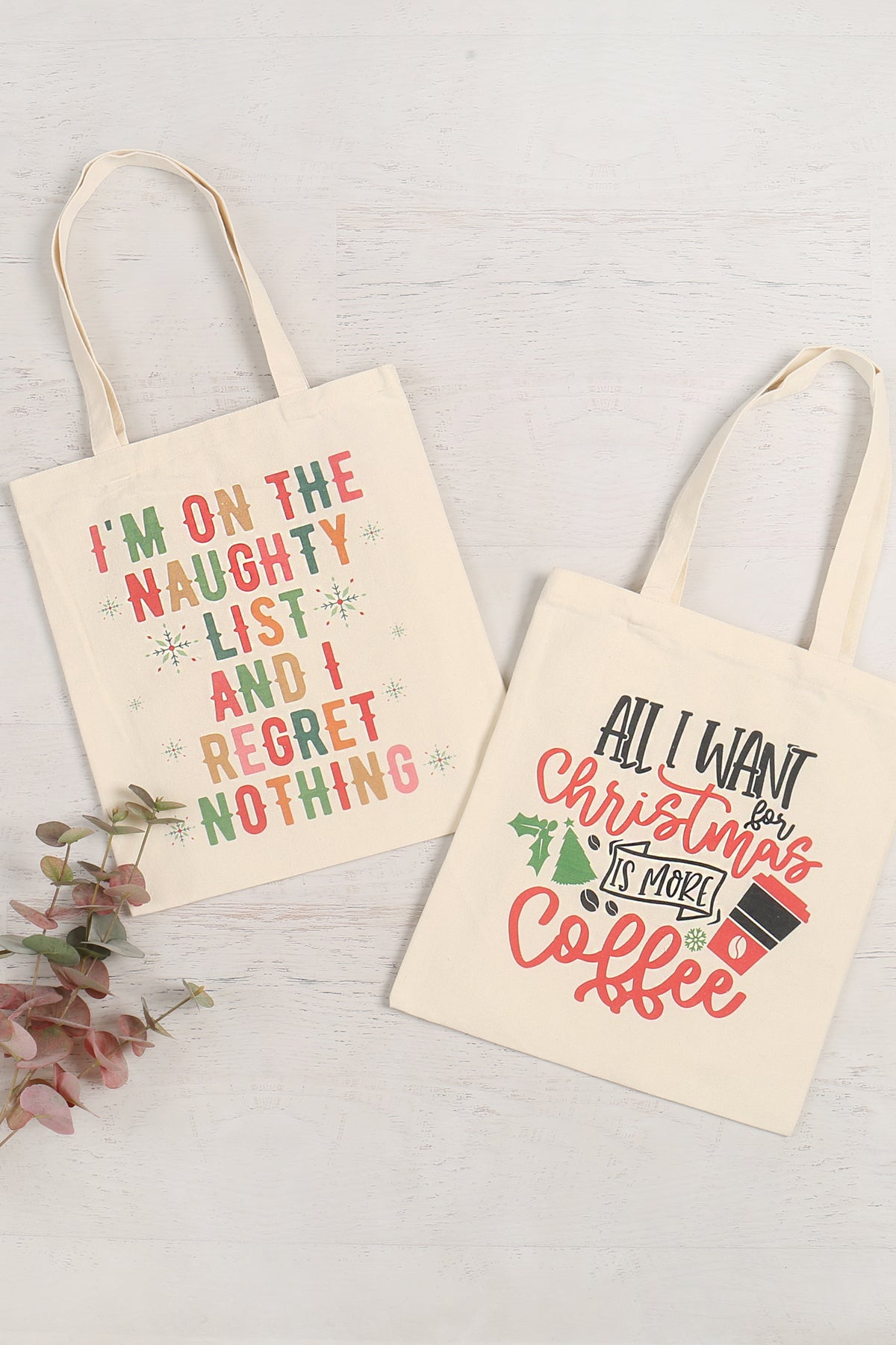 I'M ON THE NAUGHTY LIST PRINT TOTE BAG